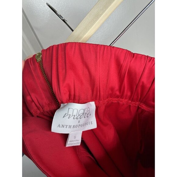 Mare Mare X Anthropologie Red Cotton Poplin Maxi Skirt Slit Size Small - Picture 3 of 7
